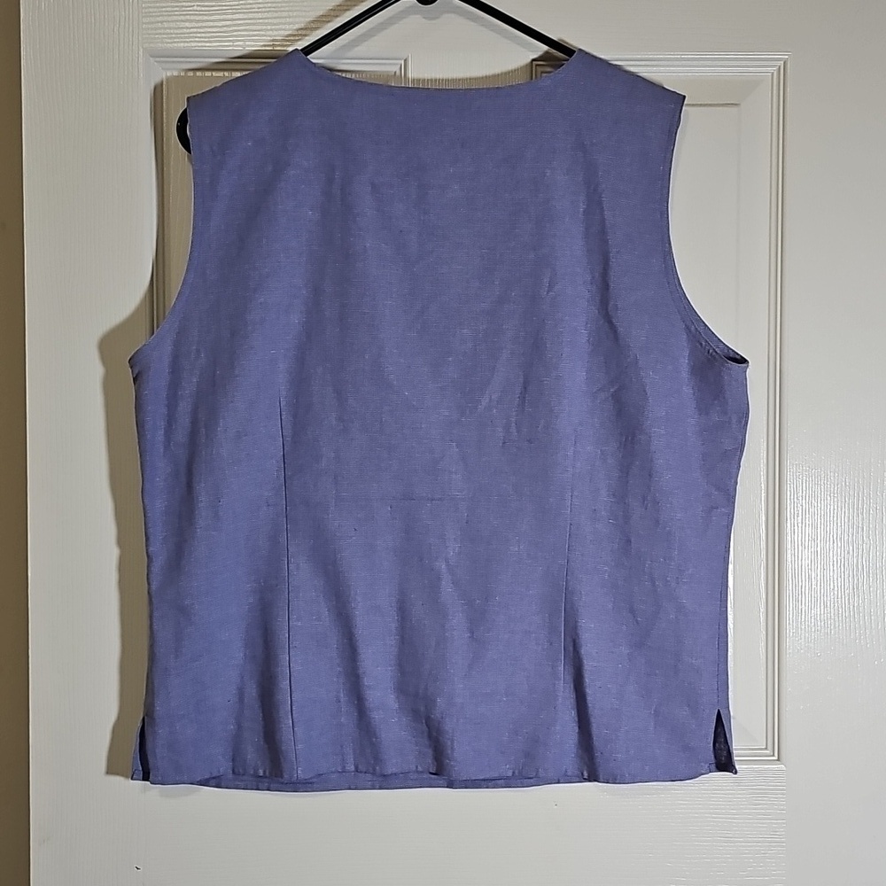 Spanner Linen Blend Lilac Sleeveless Round Neck Side Zip Tank Top Shirt Size XL - Picture 2 of 6